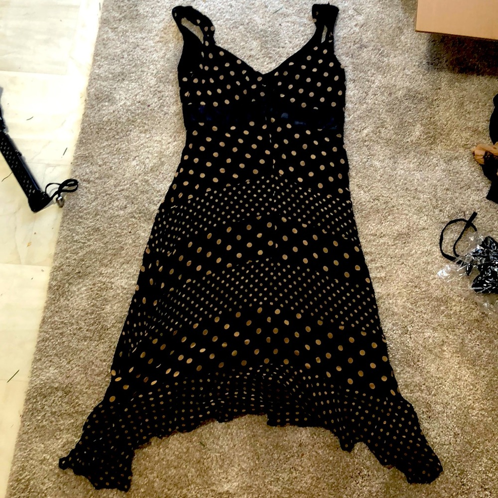 Bcbg max azria black polka dot dress silk Size 4